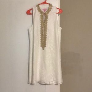 White and gold Lilly dress